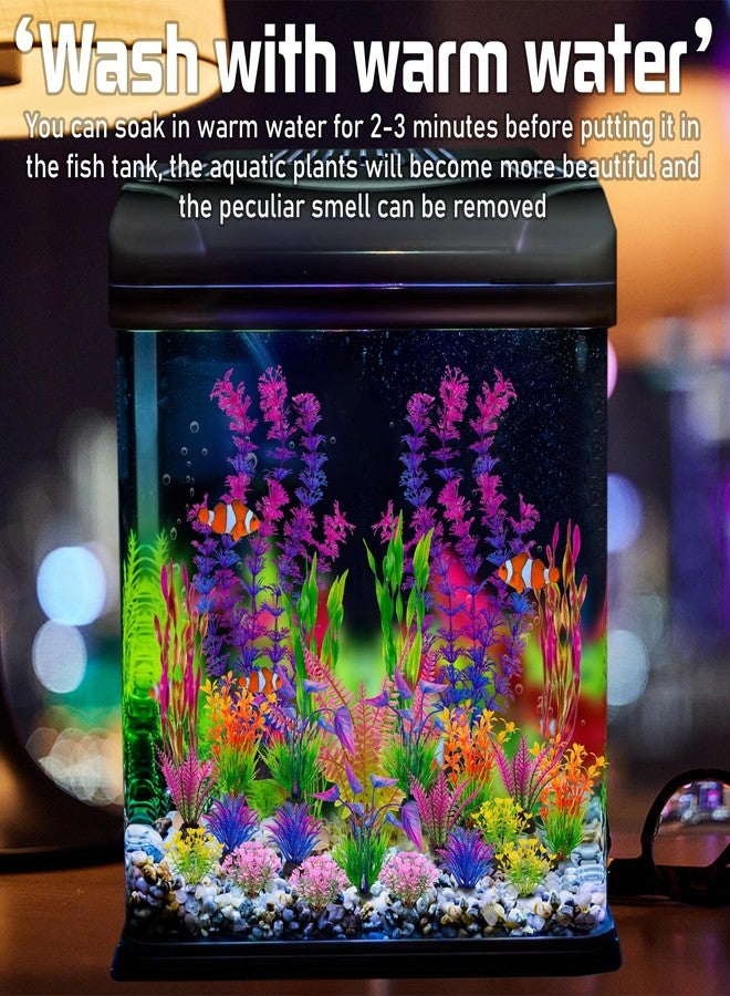 Ameliade Fish Tank Artificial Plastic Plants Decorations Large Aquarium Decor Betta Goldfish Tank Accessories Fish Bowl Ornaments（Colorful） - Image 3